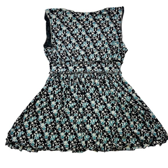 Womens Black & Blue Sleeveless Dress With Circle Pattern - Picture 6 of 9